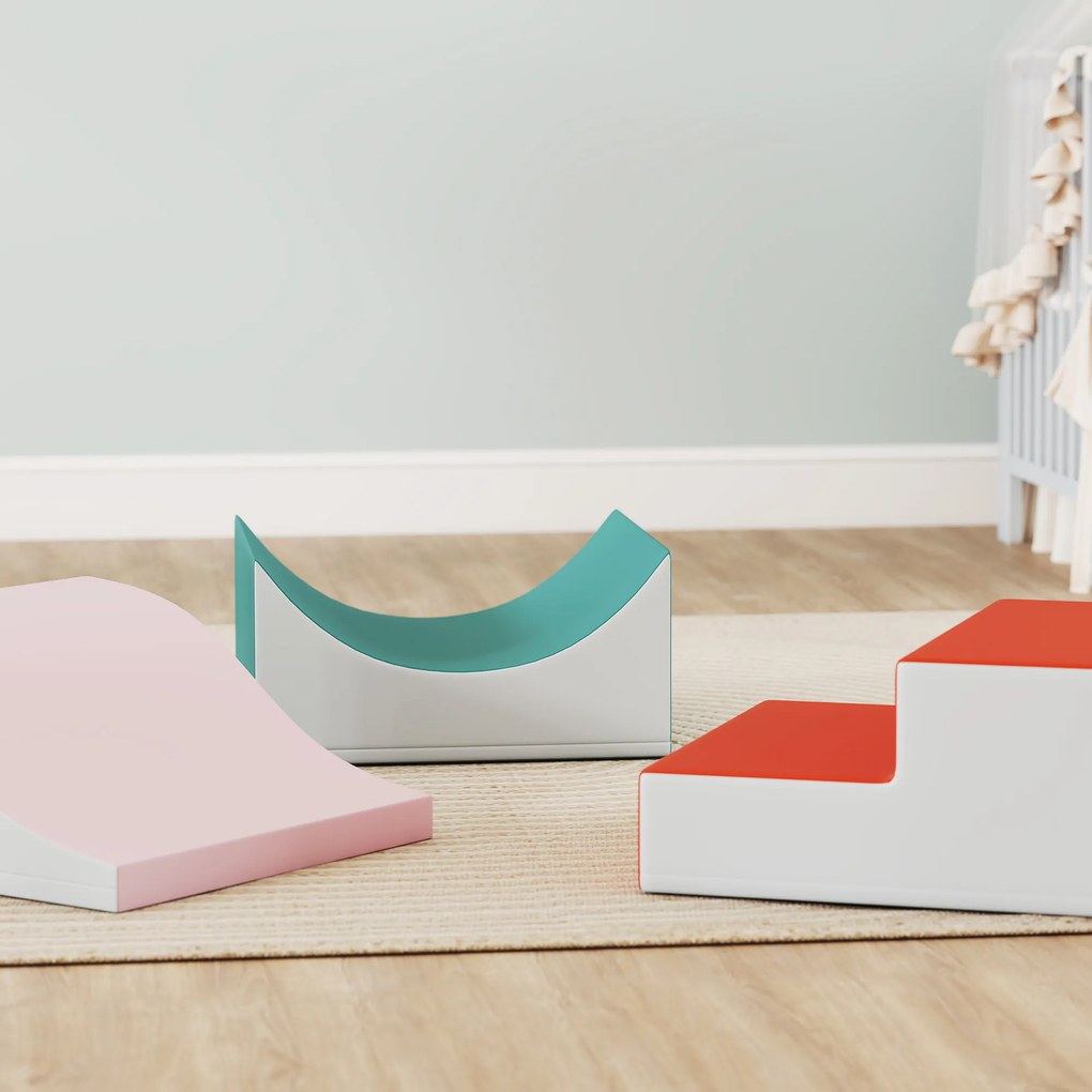 AIYAPLAY 3-częściowy zestaw do wspinania i czołgania dla dzieci, sztuczny nubuk, pianka, jasnoszary