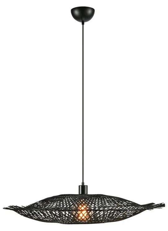 Lampa wisząca w kolorze matowej czerni z bambusowym kloszem ø 75 cm Kumo – Markslöjd