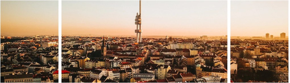 Obraz zachodu słońca nad Žižkov (170x50 cm)