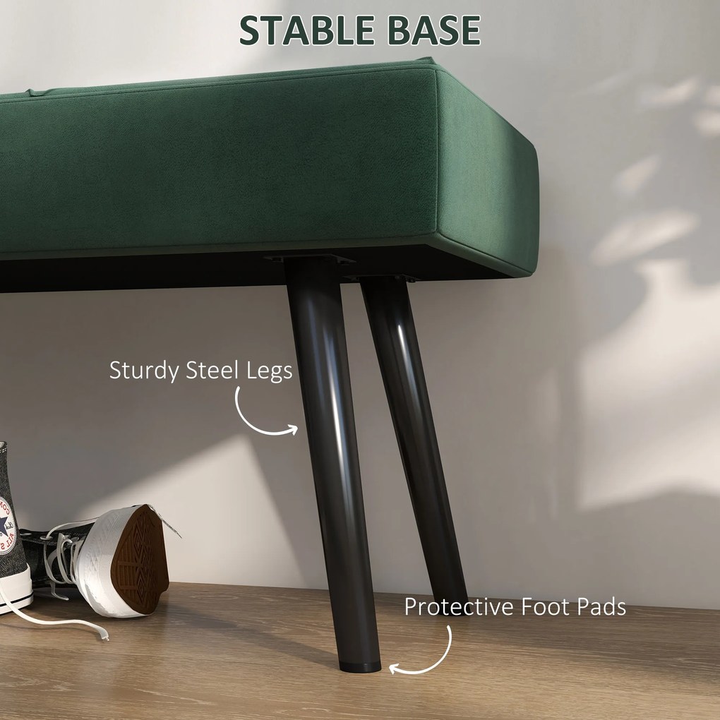 HOMCOM Ławka Tapicerowana Łóżkowa Zielona z Wzorem X | Aosom PL