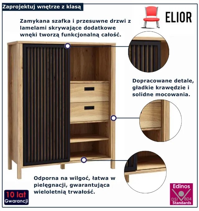 Szafka stylowa na nóżkach z lamelami F7-B76