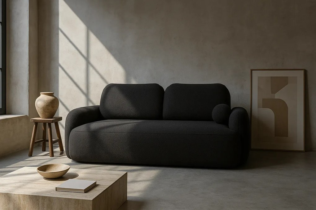 Czarna nowoczesna sofa rozkładana boucle K1-F96