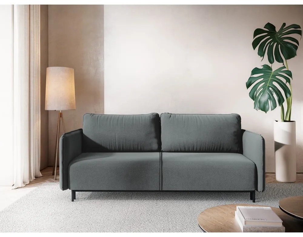 Ciemnoszara rozkładana/ze schowkiem sofa 226 cm Luana – Makamii