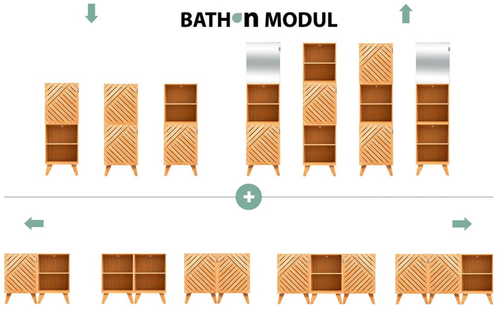 Szafka łazienkowa Bath n'modul, zamykana, bambus, 70 cm