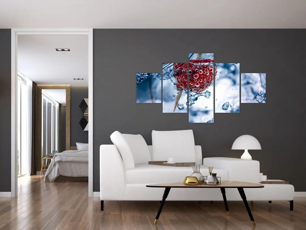 Obraz - szczegół maliny w wodzie (125x70 cm)