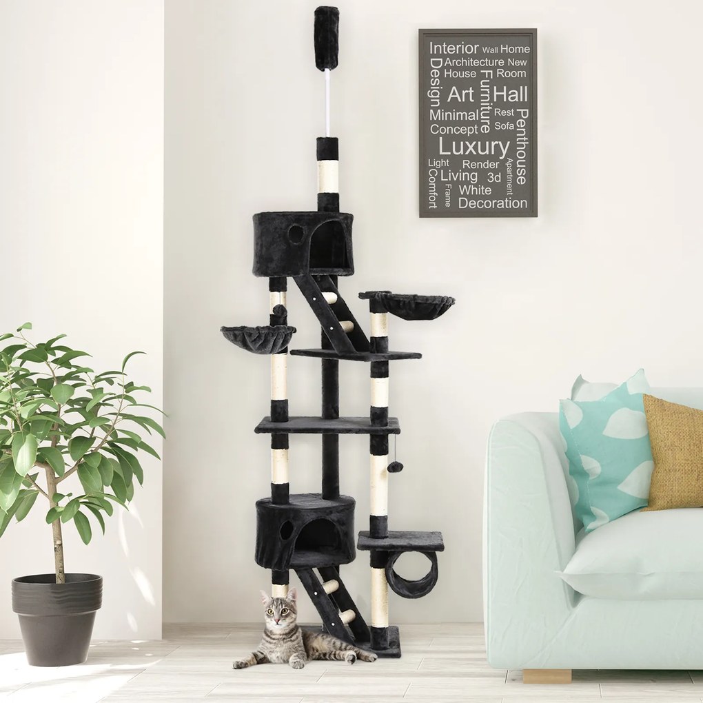 Drapak dla kota drzewko domek szary pawhut