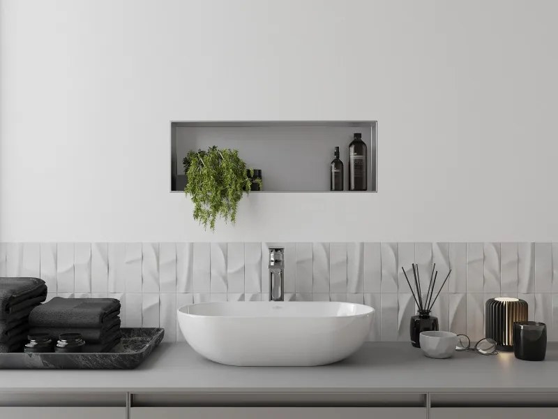Mexen X-Wall-NR półka wnękowa bez kołnierza 60 x 20 cm, inox - 1911602010