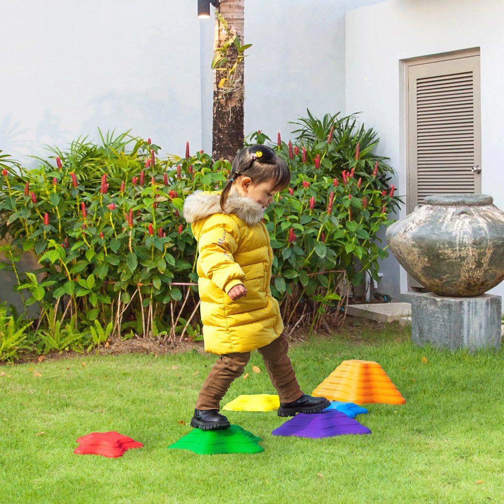 Outsunny Kamienie do balansu dla dzieci, układalne, antypoślizgowe, 3 rozmiary, do 80 kg, wewnątrz/na zewnątrz