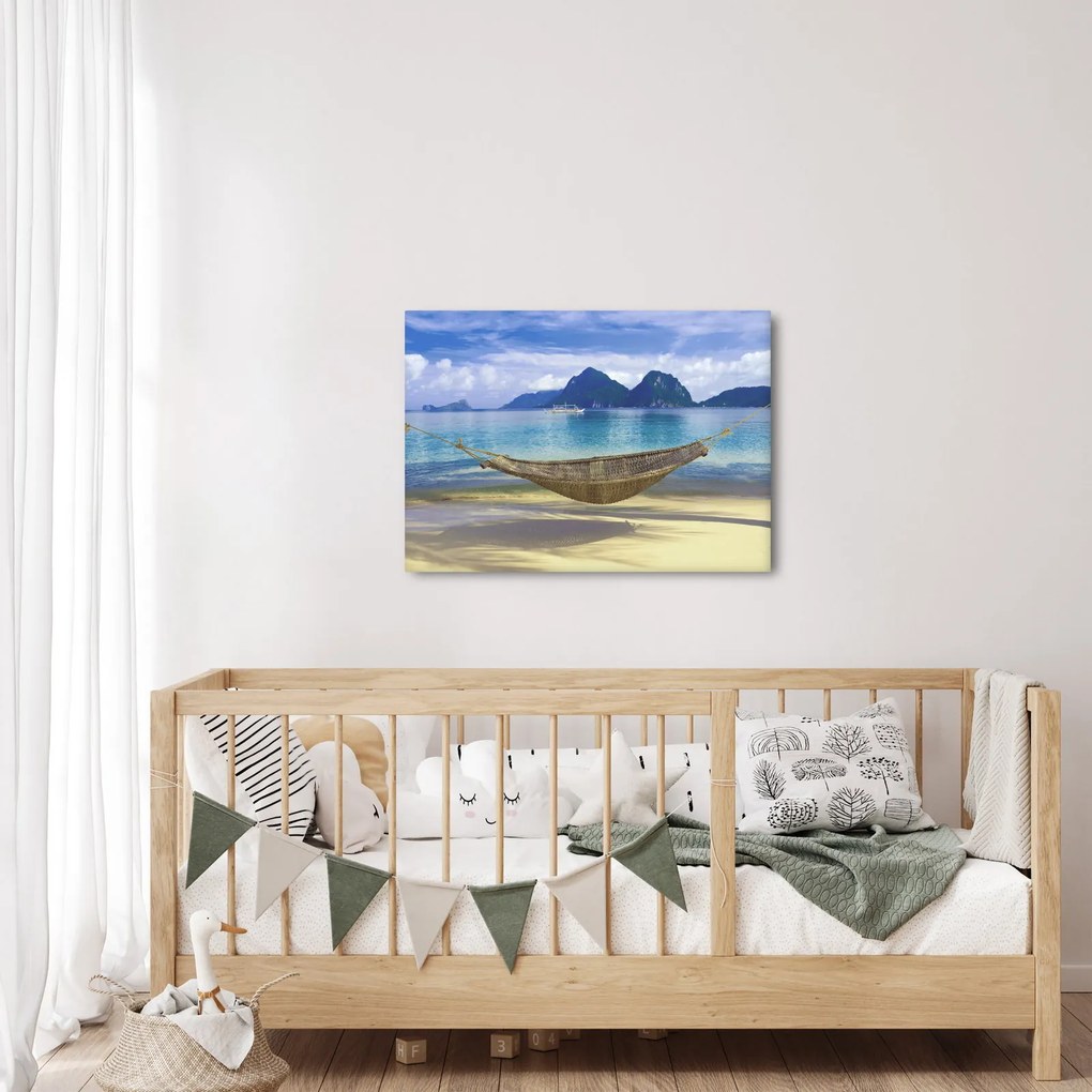 Obraz - Obraz hamaka na plaży 2 (70x50 cm)