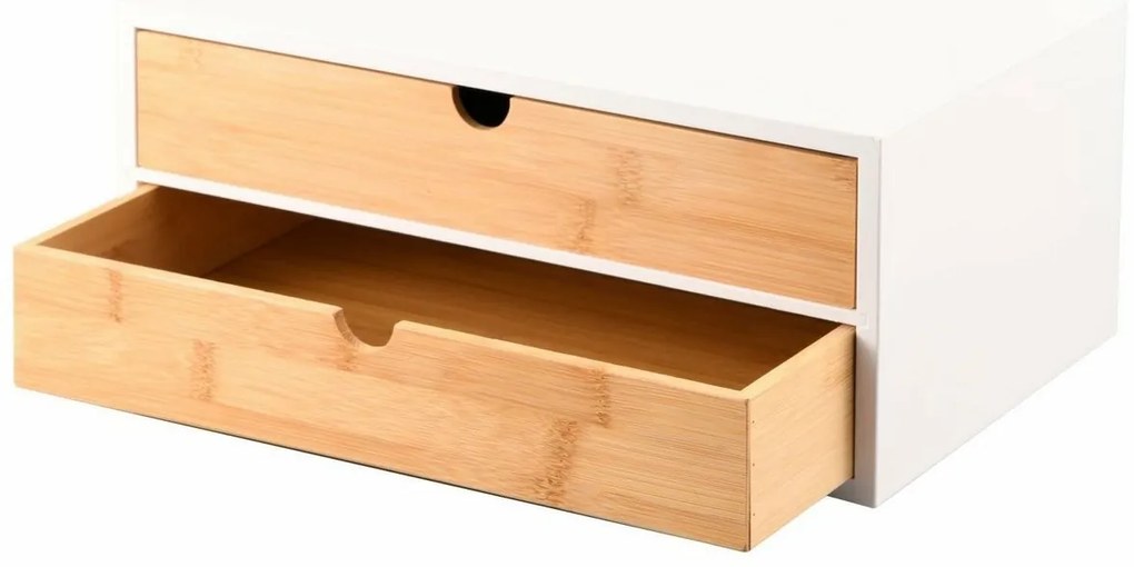 Kesper 58955 Organizer z 2 przegródkami bambusowy, 33 x 21 x 13,5 cm
