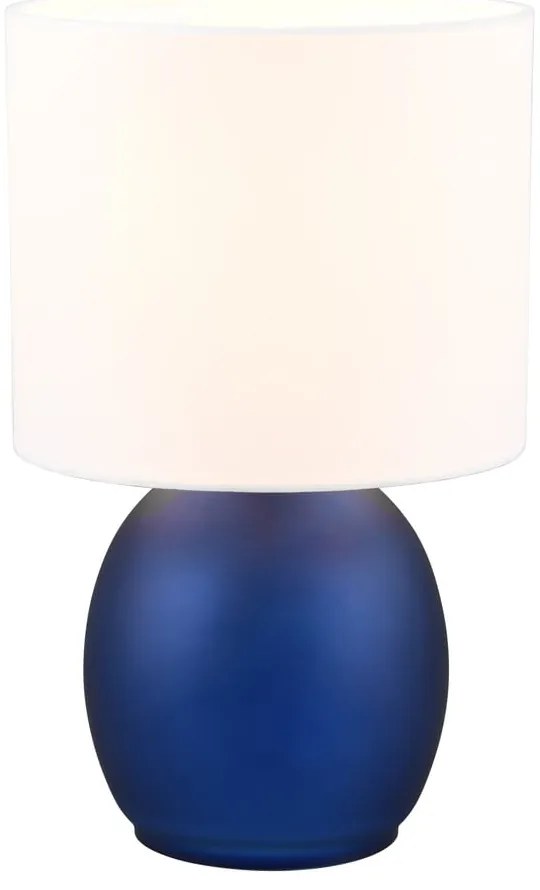 Biało-niebieska lampa stołowa z tekstylnym kloszem (wys. 29 cm) Vela – Trio