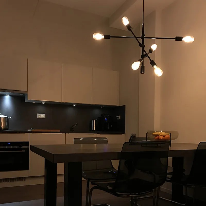 Industrialna lampa wisząca czarna 6-świateł - Sydney