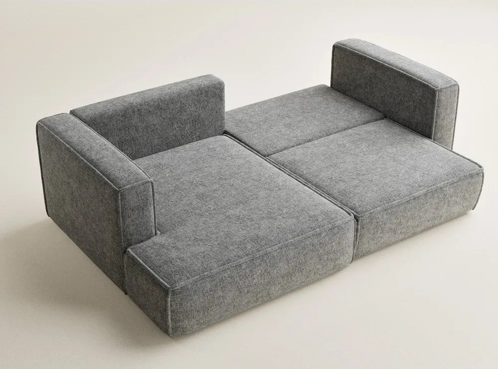 Szary rozkładany narożnik ze schowkiem z tkaniny szenilowej (lewostronny/z szezlongiem) Velto – Maison de Rêve