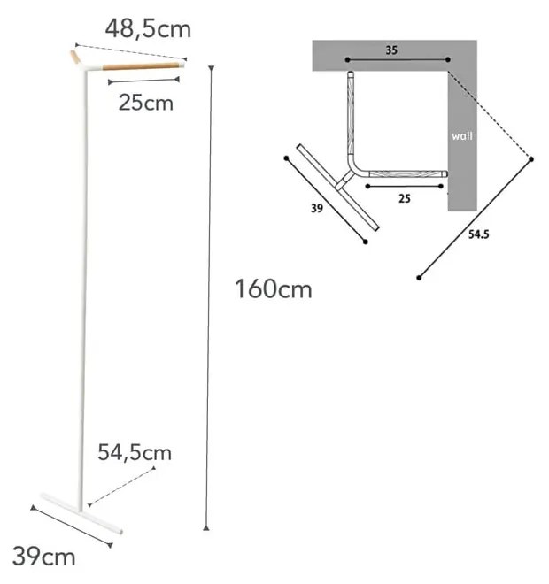 Biały metalowy stojak ścienny na ubrania Tower – YAMAZAKI