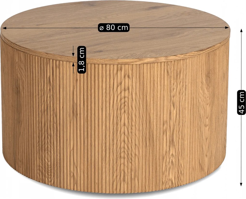 Stolik Kawowy CLOVER MAX 80 cm Dąb Nowoczesny Loft