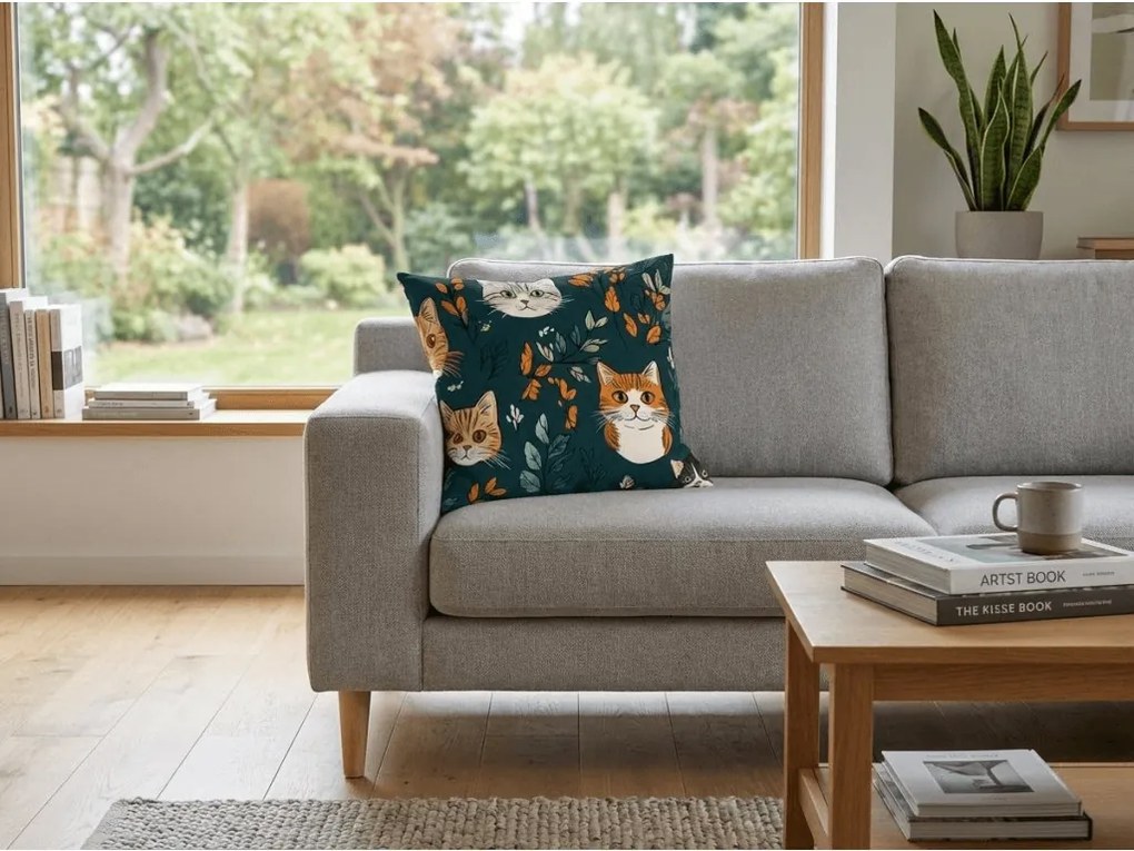 Bawełniana poszewka na poduszkę CATTAMI POLY 45x45 cm, ciemnozielony