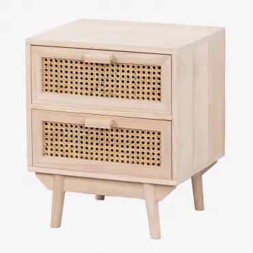 Zestaw 2 Kwadratowych Szafek Nocnych 40x40 Cm Z Drewna Ralik Naturalna - Sklum