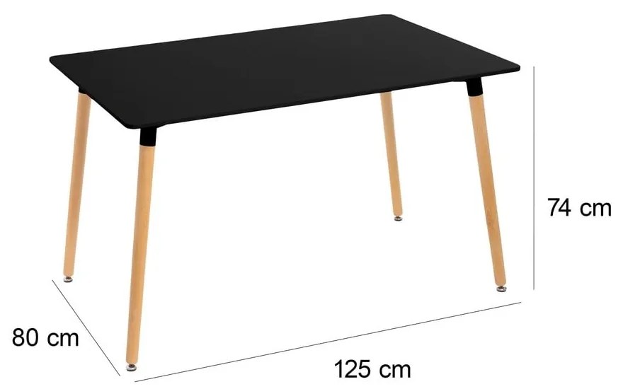 Czarny stół z czarnym blatem 80x120 cm – Casa Selección