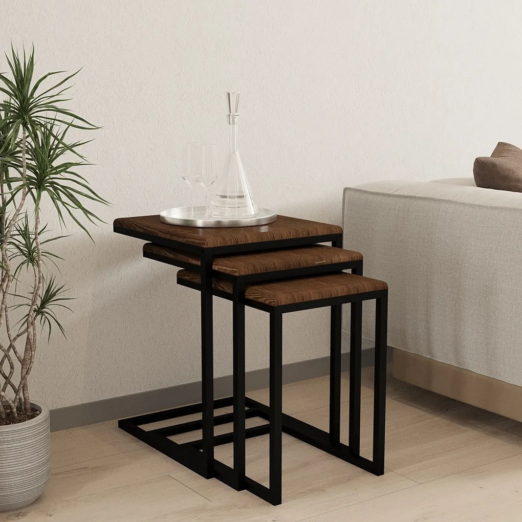 Stolik do odkładania Ege Walnut, 3 szt.