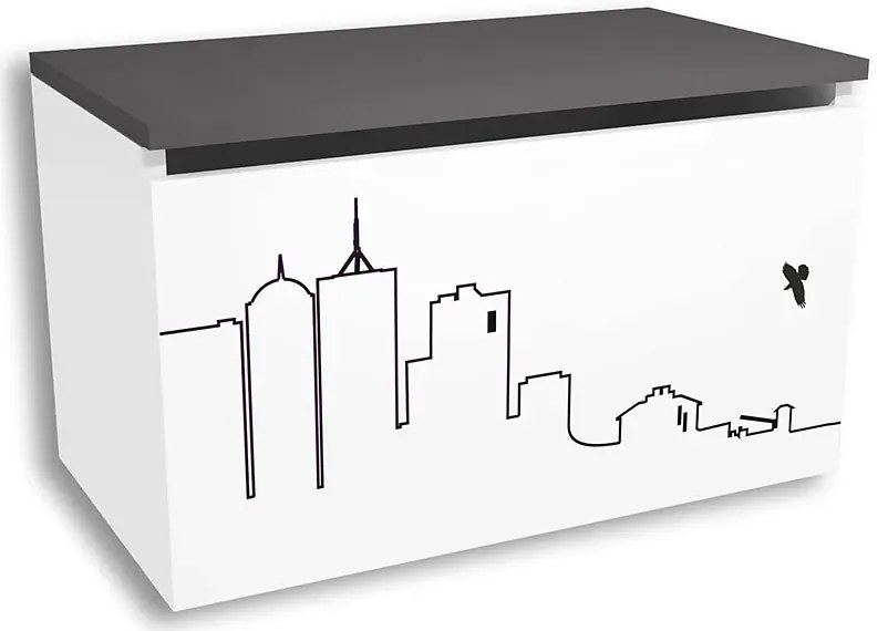 Biało-grafitowa skrzynia dziecięca W1-M34