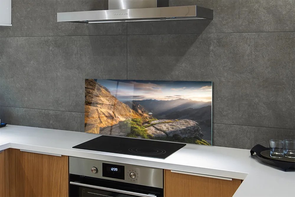 Panel szklany do Kuchni Wschód Słońca nad Granią