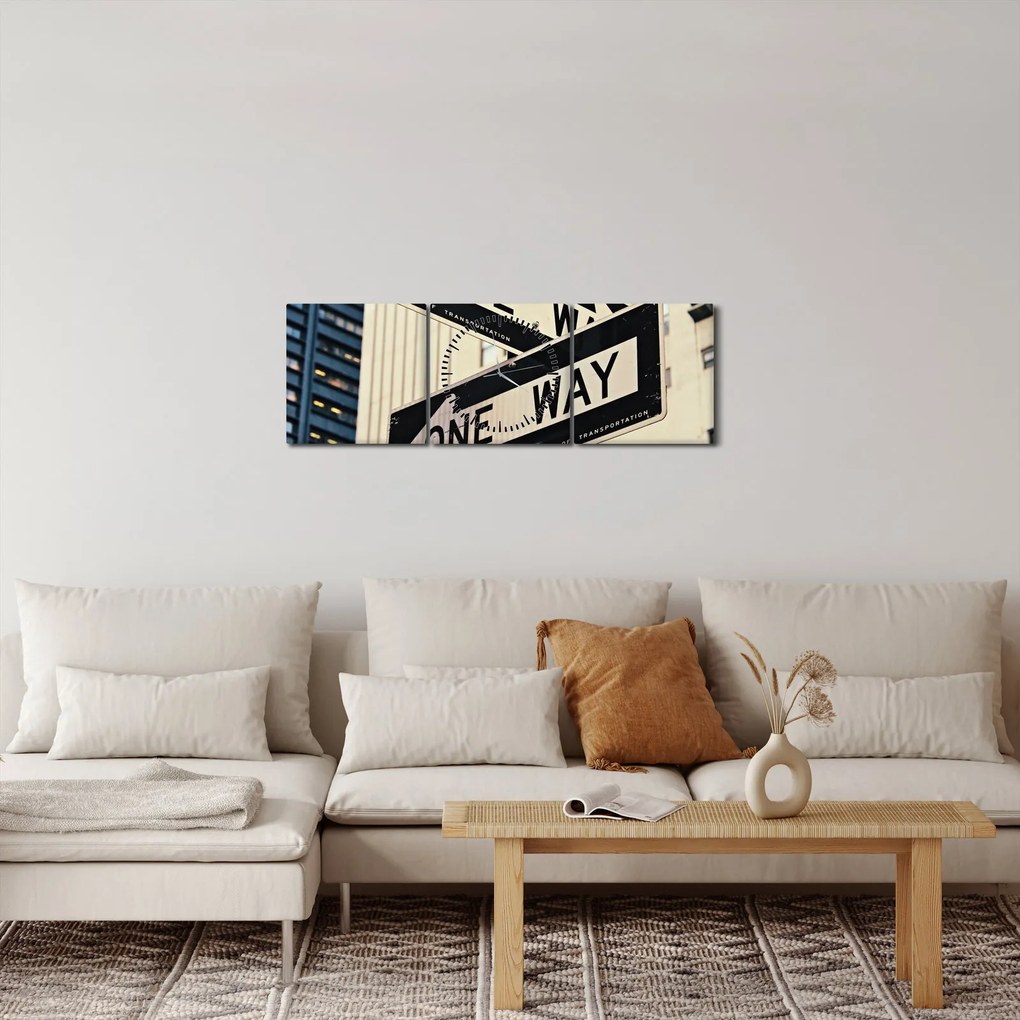 Obraz - New York ONE WAY (z zegarem) (90x30 cm)