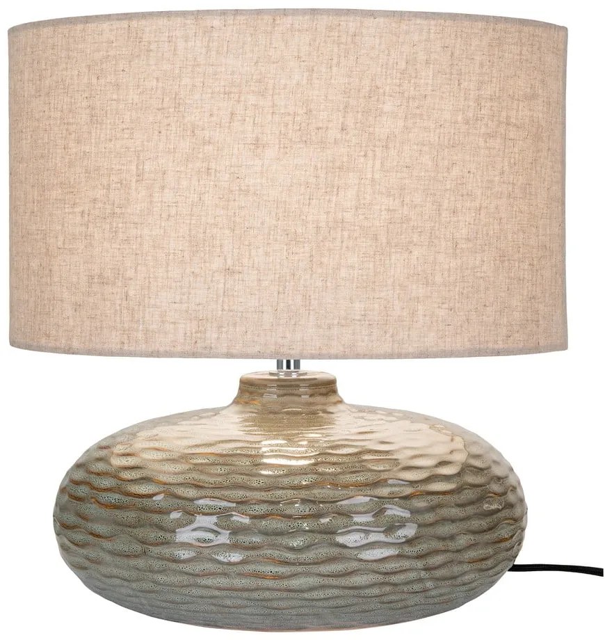 Khaki lampa stołowa ceramiczna z tekstylnym kloszem (wysokość 44 cm) Oldham – House Nordic