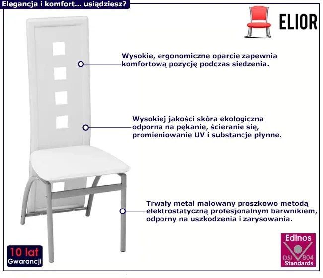 Komplet 4 białych krzeseł do stołu - Loro