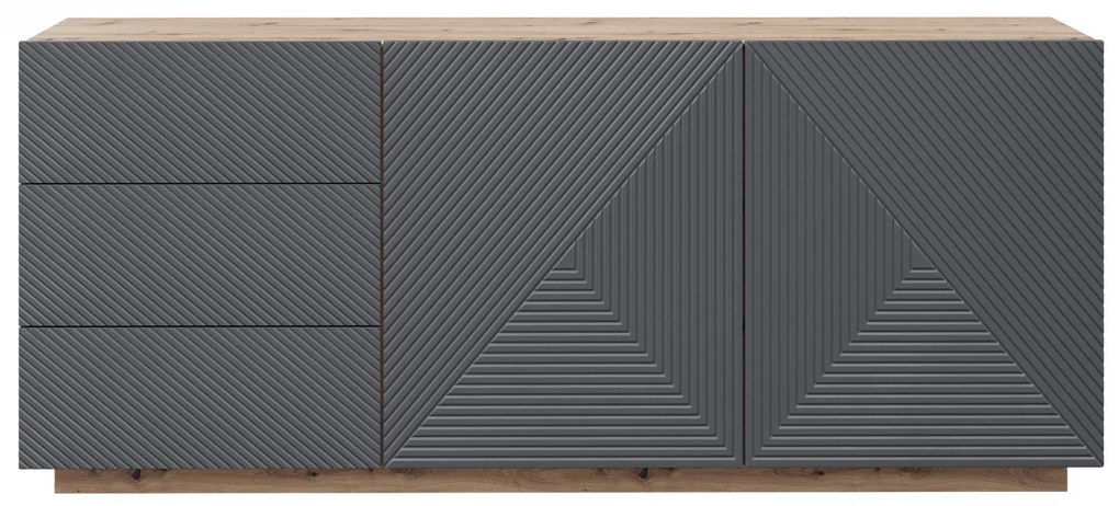 Komoda Asha 167 cm dwudrzwiowa z szufladami - artisan / rivier stone mat