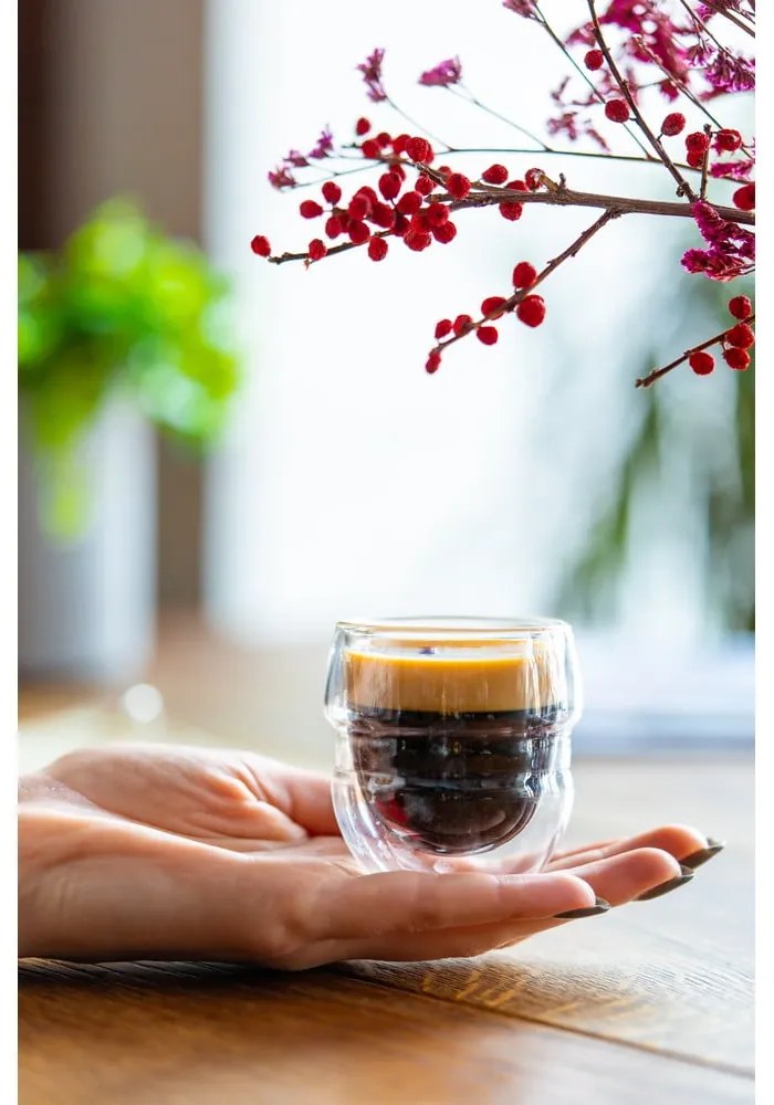 Szklane filiżanki zestaw 2 szt. na espresso/z podwójną ścianką 70 ml Sferico – Vialli Design