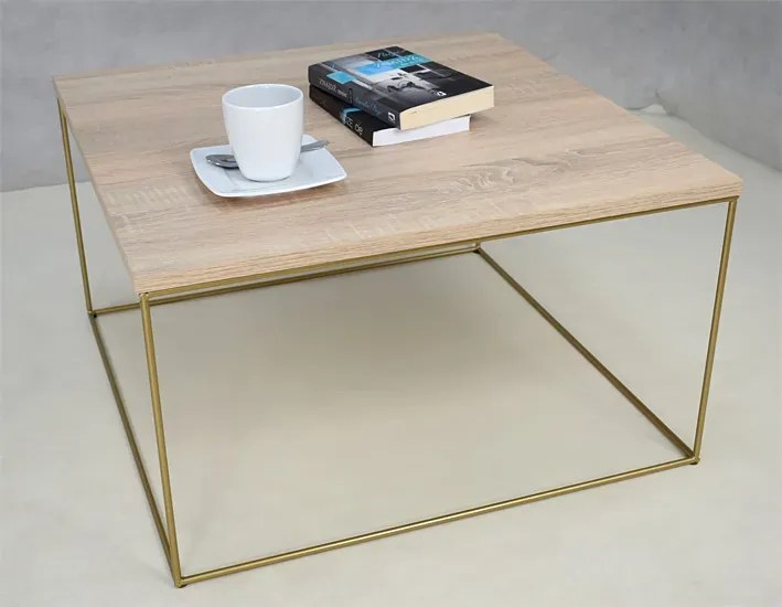 Kwadratowy stolik kawowy w stylu glamour dąb sonoma S7-L37