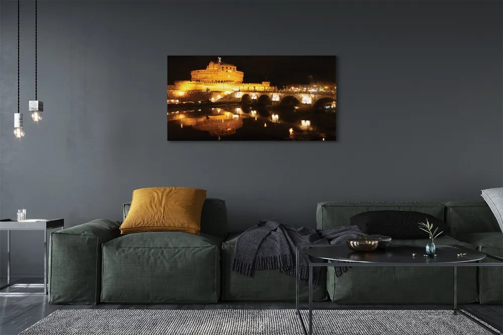 Obraz drukowany na płótnie Nocne Mosty nad Tybrem