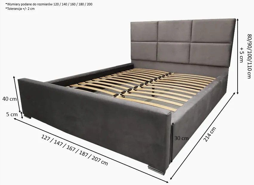 Łóżko sypialniane FOX2 SLIM - 120x200