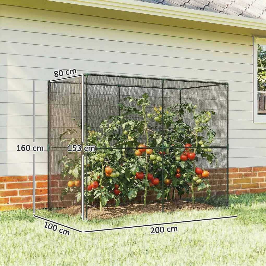 Outsunny Klatka na owoce, siatka ochronna z drzwiami na zamek błyskawiczny, ochrona przed ptakami, owadami i małymi zwierzętami, czarna | Aosom PL
