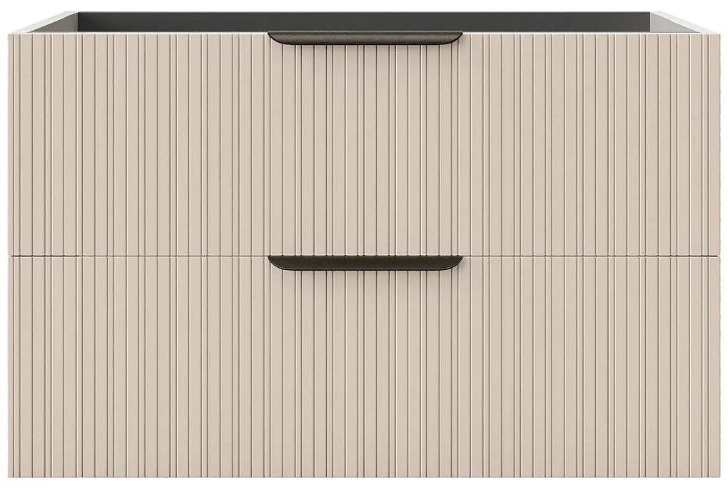 Szafka łazienkowa wisząca  prążkowana- Kolor beżowy - 80 cm - DALIKO