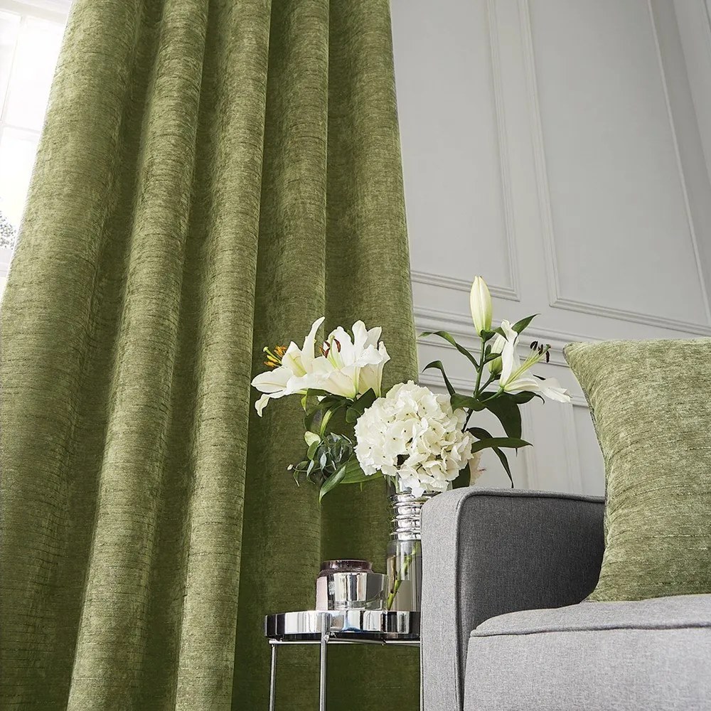 Zasłony termiczne z szenilu w kolorze khaki zestaw 2 szt. 117x183 cm Selene Luxury Chenille – Hyperion