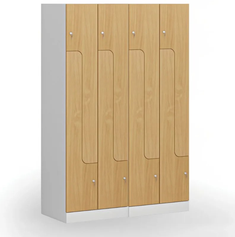 Metalowa szafka ubraniowa S1 Z, 4-drzwiowa, 1850 x 600 x 500 mm, demontaż, zamek cylindryczny, drzwi laminowane, biała