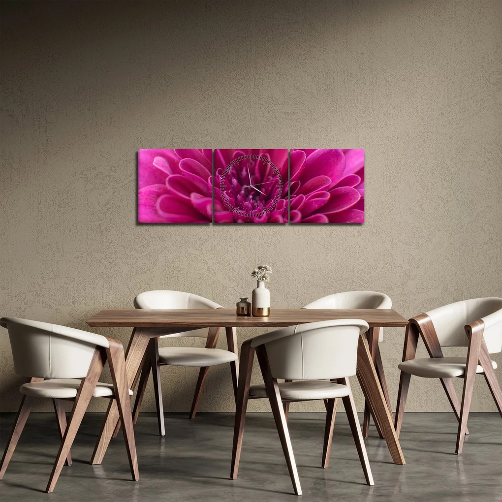 Obraz kwiatu (z zegarem) (90x30 cm)