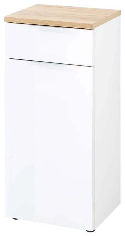 Biała niska szafka łazienkowa w dekorze dębu 39x86 cm Pescara – Germania