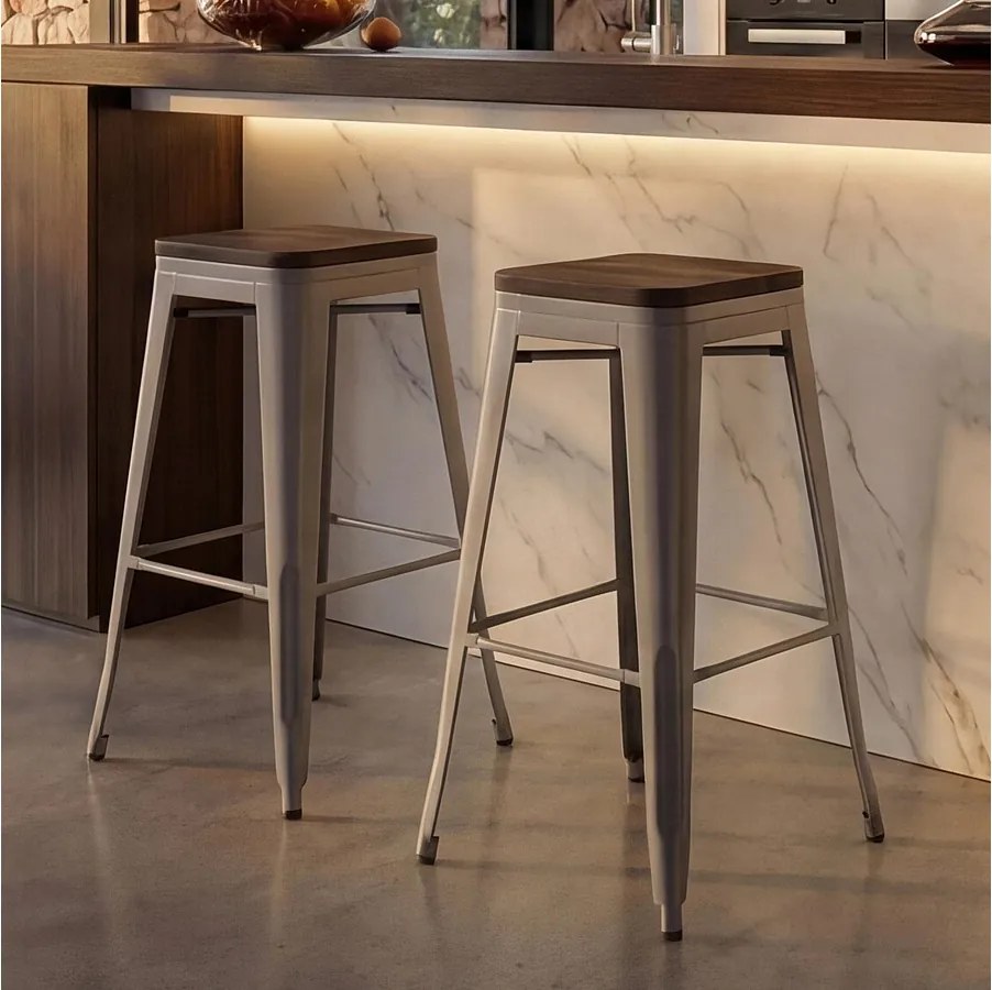 Stołek barowy MCW-A73 (zestaw 2 szt.),  szary