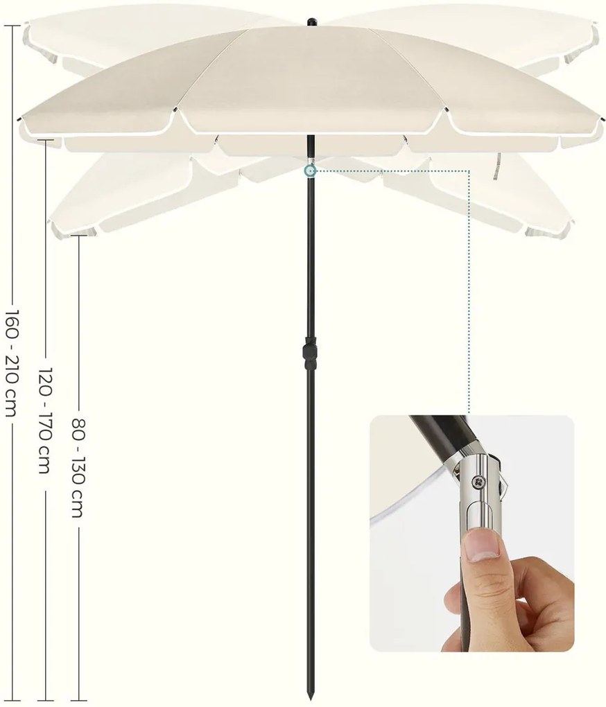 Parasol SOLARA, Ø160 cm, beżowa SongmicsHome