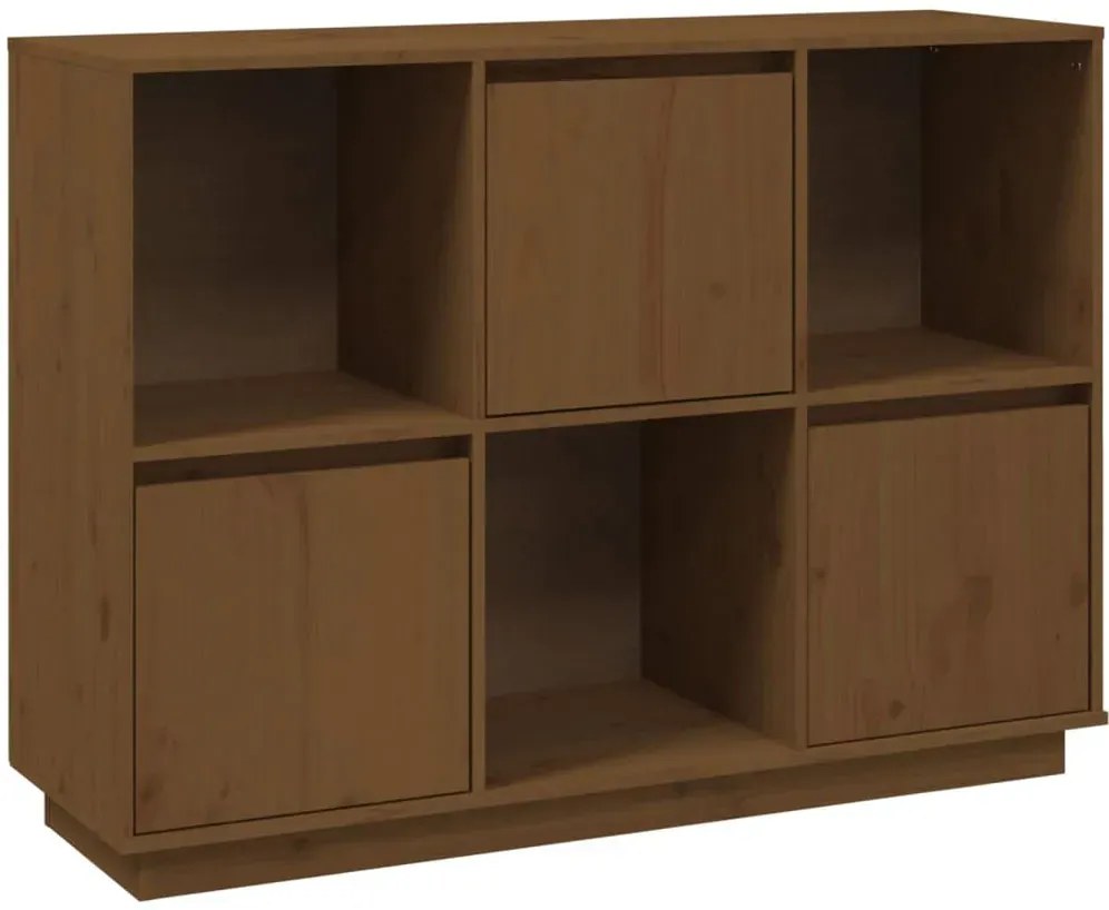 Drewniany niski regał na książki miodowy brąz R2-W42