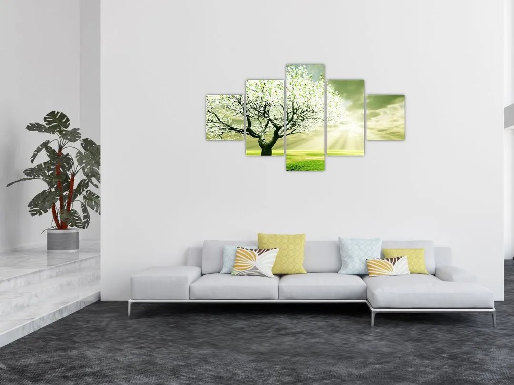Obraz drzewa na łące (125x70 cm)