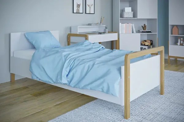 Białe nowoczesne łóżko dziecięce K3-L43