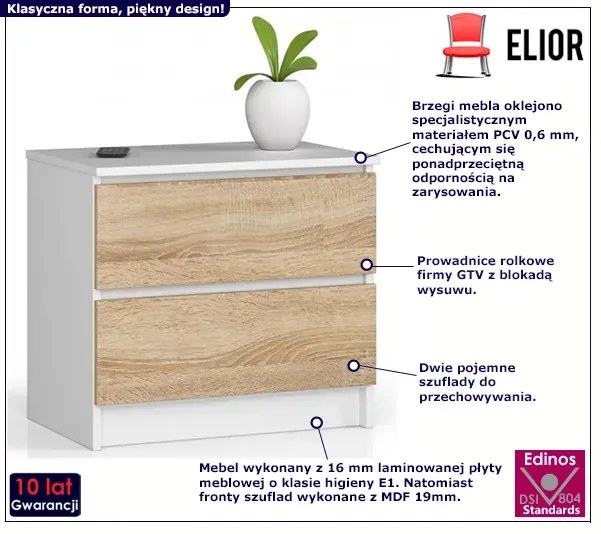 Mała komoda skandynawska dąb sonoma + biały L6-M78