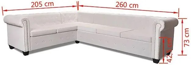 6-osobowy biały narożnik w stylu Chesterfield S4-R07