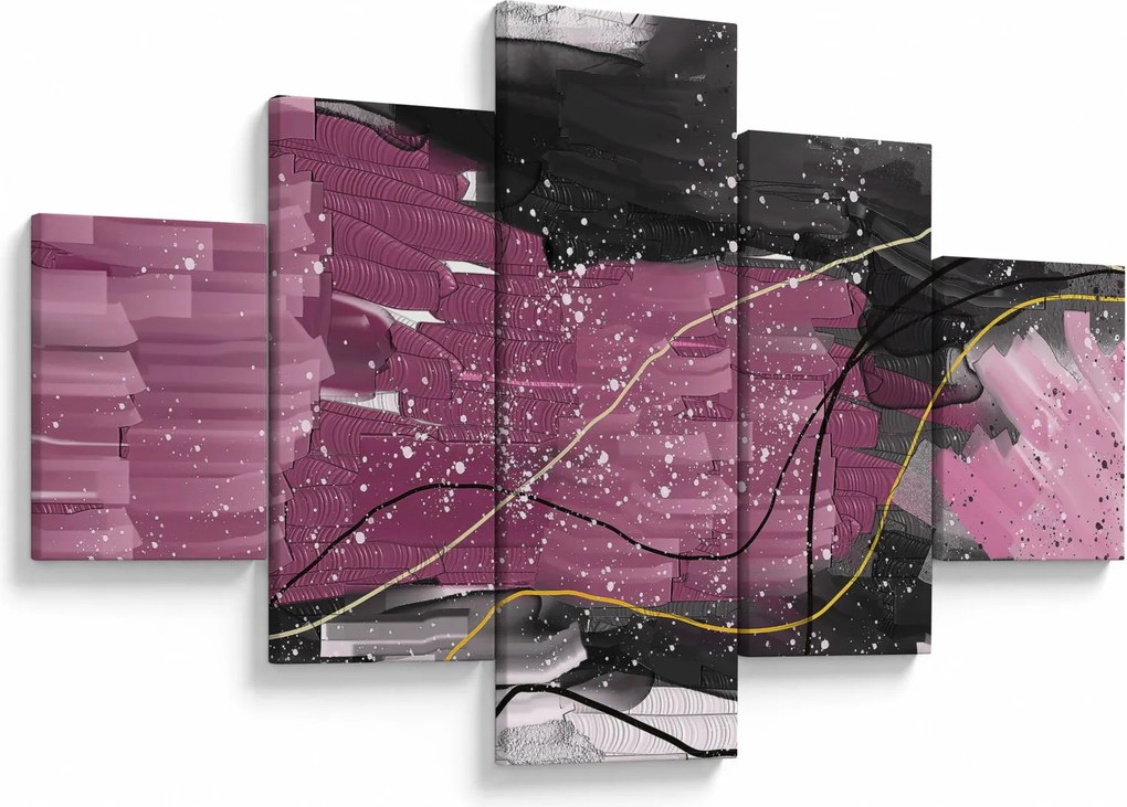 Obraz - Różowo - czarna abstrakcja (125x70 cm)