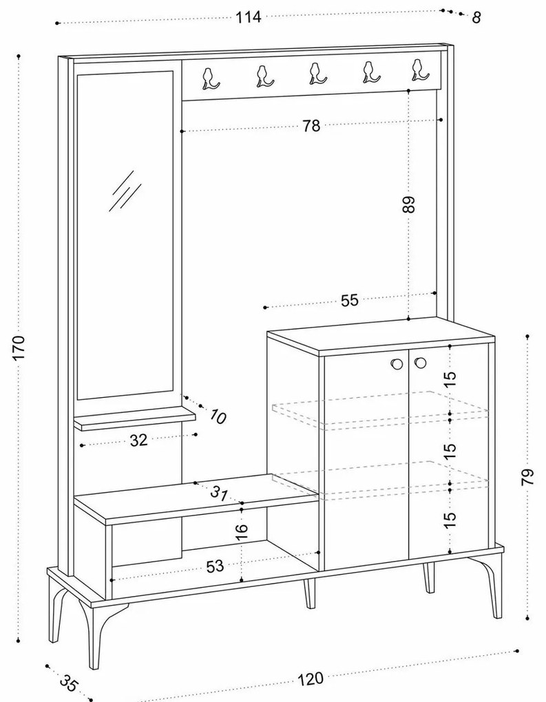 Zestaw do przedpokoju Andy Oak