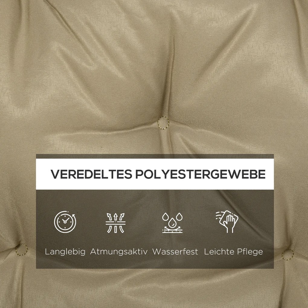 Outsunny Poduszka na ławkę dla 3 osób 150x98x8 cm, z paskami, na meble ogrodowe ławkę huśtawkową, Khaki