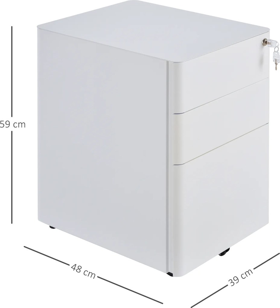 Vinsetto kontener na kółkach szafka na dokumenty z 3 szufladami pojemnik biurowy stal czarny